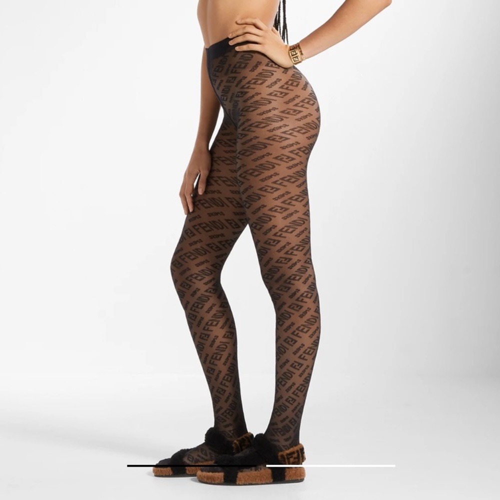 Fendi x Skims Black Printed Tights - Picture 2 of 6